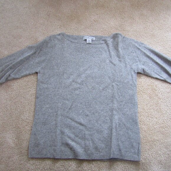 Samantha Taylor Womens Gray Silk Cashmere Boatneck Sweater Size M Vintage - Picture 1 of 5